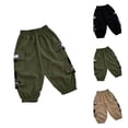 thumbnail image 1 of Kids Cargo Pants Boys Girls Casual Trousers With Pockets Comfortable Elastic Waist Playwear For Toddler Children Autumn Winter, 1 of 4
