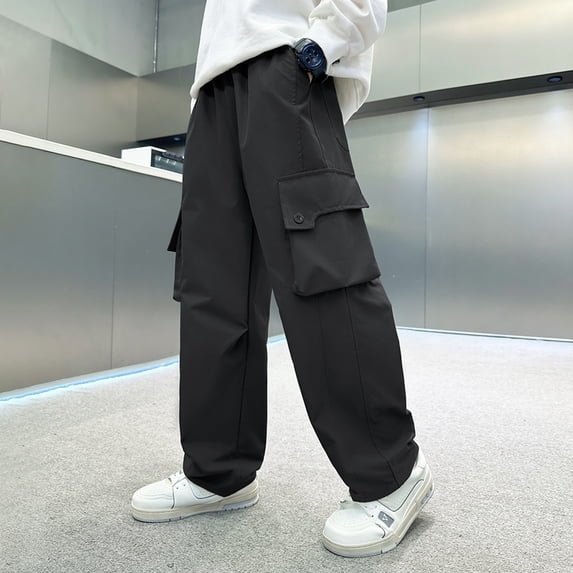 Kids Cargo Pants Boys Kids Elastic Waist Pants Wide Leg Baggy Pants Boys Casual Pants Boys Pull on Pants Hip Hop Dance Pants 5-6 Years