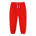 thumbnail image 1 of Kids Cargo Pants Boys Solid Dance Streetwear Cinch Bottom Comfy Loose Fit Teen Children Pants for Girls,Red,6-7 Years, 1 of 7