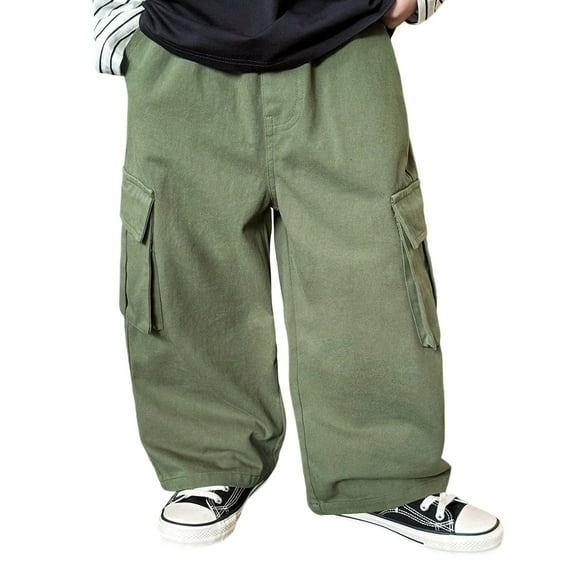 Kids Cargo Pants Cargo Jogger Pants High Elastic Waisted with Pocket Loose Fit Boys Active Pants Hop Pants Boys Outfits Size 7-8 Years Sets