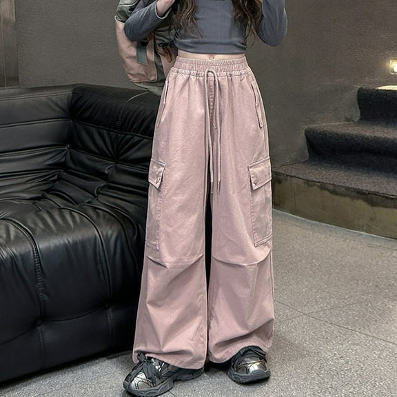 Kids Cargo Pants Classic Fit Cargo Joggers Stretch Elastic Waist Pink Cargo with Pocket Cute Outfits for Girls 4-5 Years