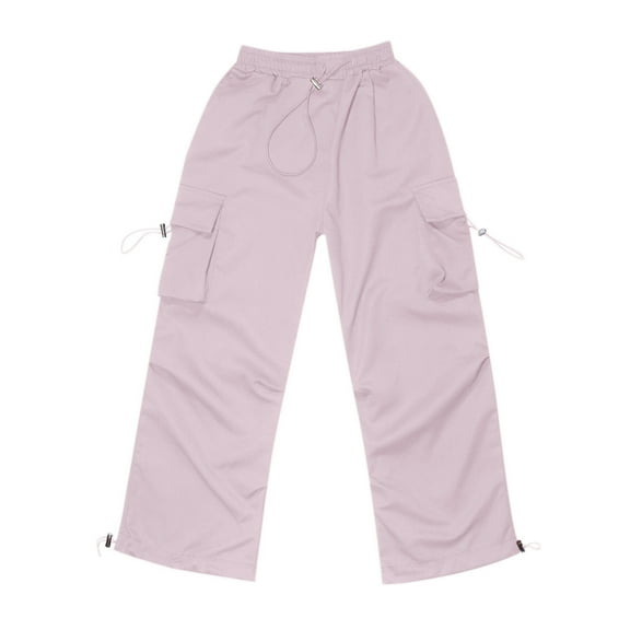 Kids Cargo Pants Elastic High Waisted Drawstring Cargo Jogger Pants With Pocket Classic Fit Overalls Girls Casual Cargo Trousers Girls Clothes Size 9-10 Years
