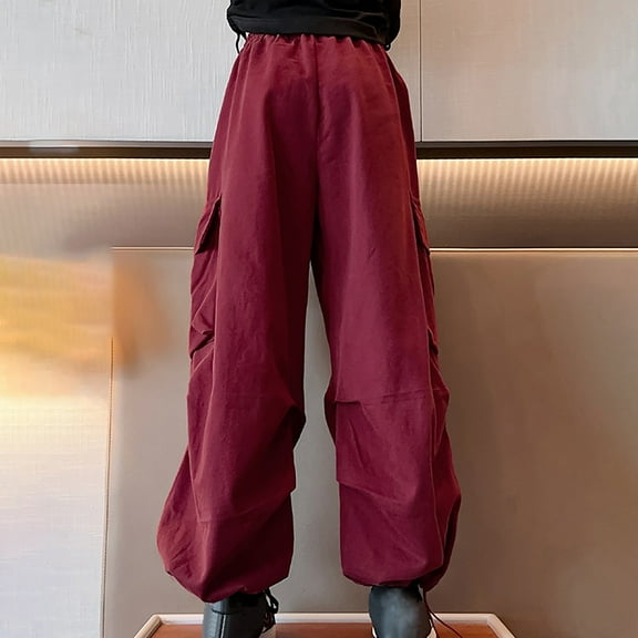 Kids Cargo Pants Elastic Waist Drawstring Jogger Pants For Girls With Pocket Loose Fit Girls Trendy Teens Active Workout Joggers Girl Pants Size 10-12