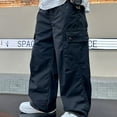 thumbnail image 1 of Cargo Pants Kids Slim Fit Jogger Pants for Girls High Elastic Waisted Black Cargo with Pockets Cute Outfits for Girls 13-14 Years, 1 of 4