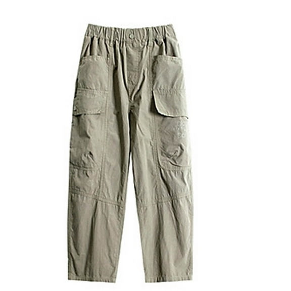 Kids Cargo Pants Fashion Baggy Pants Straight Leg Green Cargo with Pocket Girls Pants Size 7-8 Years
