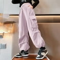 thumbnail image 1 of Kids Cargo Pants Girls Stretch Elastic Waist Jogger Pants For Girls With Pocket Classic Fit Overalls Girls Trendy Girls Joggers Teen Girl Clothes 3-4T, 1 of 8