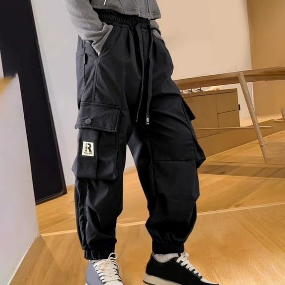 Kids Cargo Pants for Girls Stretch Elastic Waist Jogger Pants for Girls with Pocket Loose Fit Going Out Pants for Girl Y2k Kids Teen Outfits 3-4 Years