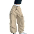 thumbnail image 1 of Kids Cargo Pants Loose Fit Cargo Joggers High Elastic Waisted Khaki Cargo Pants with Pockets Girls Clothing Size 8-10 Years, 1 of 7