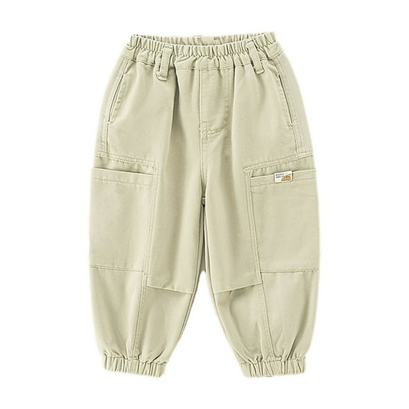 Kids Cargo Pants Relaxed Fit Baggy Pants Kids Stretch Elastic Waist Grey Cargo Pants with Pockets Girls Clothing Size 4-5 Years