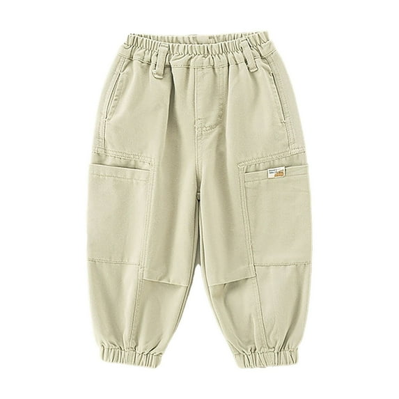 Kids Cargo Pants Relaxed Fit Baggy Pants Kids Stretch Elastic Waist Grey Cargo Pants with Pockets Girls Clothing Size 4-5 Years