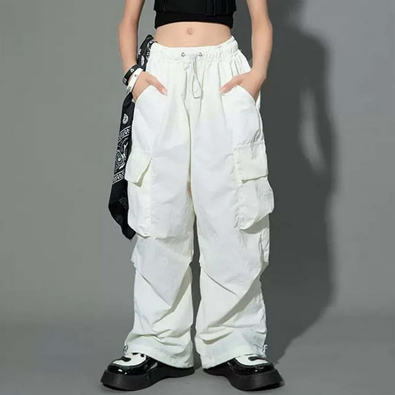Kids Cargo Pants Girls Stretch Elastic Waist Jogger Pants For Girls With Pocket Loose Fit Girls Casual Sports Outdoor Loose Pants Teen Girl Clothes 14-16