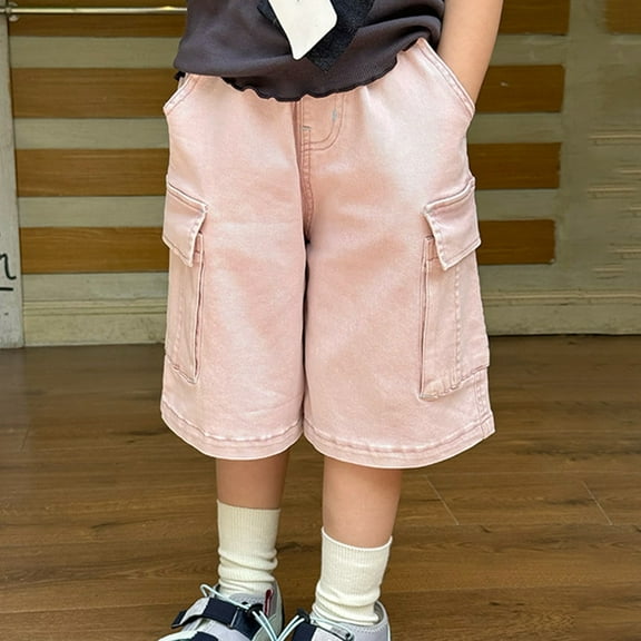 Kids Cargo Shorts Boys Lightweight Casual Drawstring Elastic Waist Summer Shorts with Pockets Boy Clothes 6-7 Years Boys Clothes