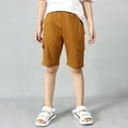 thumbnail image 1 of Kids Cargo Shorts Boys Lightweight Casual Elastic Waist Drawstring Summer Shorts with Pockets Boys Clothes 7-8 Years Boys Clothes, 1 of 6