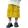 thumbnail image 1 of Kids Boy Cargo Shorts Lightweight Casual Elastic Waist Drawstring Summer Trendy Shorts with Pocket Boys Baseball Pants 3-4 Years Boys Clothes, 1 of 6