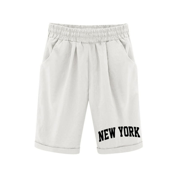 Kids Cargo Shorts Boys Size 7-8 Solid Color Elastic Waist Drawstring Lounge Shorts Soft Cute Kids Summer Shorts with Pockets Summer Clothes,White,120(5-6 Years)