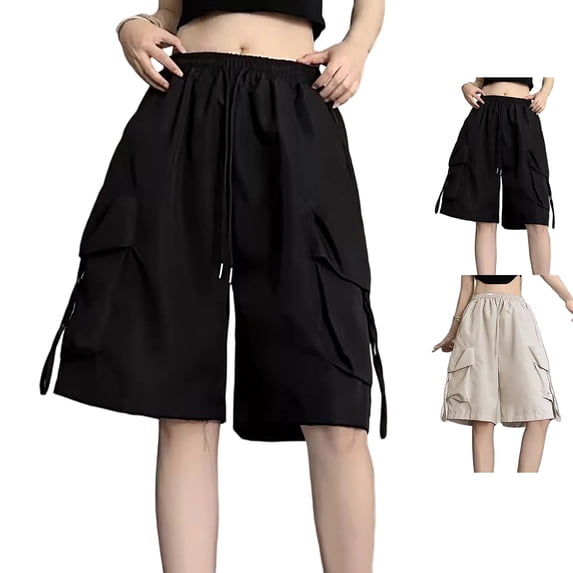 Kids Cargo Shorts Causal Elastic Waist Baggy Shorts Girls Black Shorts, Size 5-16 Years