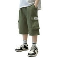thumbnail image 1 of Kids Cargo Shorts GreenWork Shorts Classic Fit Elastic Waist Shorts Boys Athletic Shorts Boy Pants Size 14-15Years Summer&nbsp;Clothing, 1 of 8
