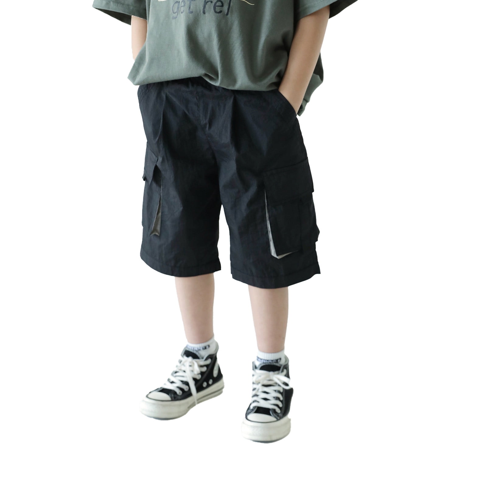 Kids Boys Shorts Color Block Comfort Shorts Outdoor Adorable Daily Black Mid Waist main image 1