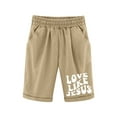 thumbnail image 1 of Kids Cargo Shorts Size 8 Drawstring Elastic Waistband Sweat Shorts Breathable Beach Shorts with Pockets Kids Casual Hiking Sports,Khaki,120(5-6 Years), 1 of 4