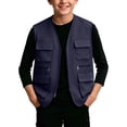 thumbnail image 1 of Kids Cargo Vest Utility Fishing Vests Multi Pockets Zip Up Sleeveless Casual Fashion Jacket for Young Boys and Girls Navy 11-12 Years, 1 of 6