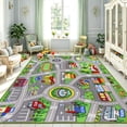 thumbnail image 1 of ORGOWEL Kids Carpet Playmat Area Rug Car Mat Play Rug for Playroom Educational Car Mat Machine Washable Non-Slip Kids Rug for Bedroom, Living Room,78.7"x118",Green, 1 of 11