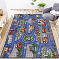thumbnail image 1 of ORGOWEL Kids Carpet Playmat Area Rug Car Mat Play Rug for Playroom Educational Car Mat Machine Washable Non-Slip Kids Rug for Bedroom, Living Room,39.4"x63",Blue, 1 of 7