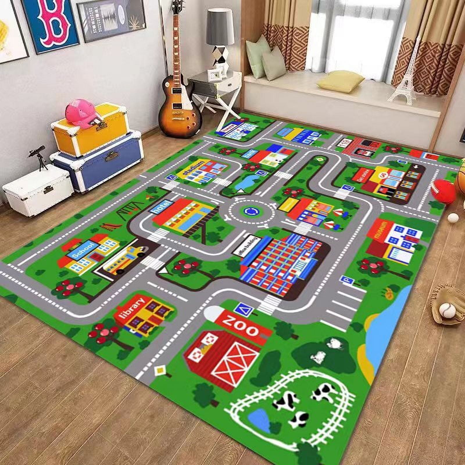 Kids Carpet Playmat Rug, 32" x 47" Car Carpet Playmat for Bedroom, City