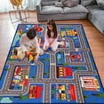 thumbnail image 1 of Kids Carpet Playmat Rug 59"x39.4", Car Rug for Kids Cars, Non-Slip Town City Road Map Kids Rug for Playroom Bedroom Boys, Kids Car Mat Road Rug, Track Rug Car Play Rug for Kids (59X39.4 INCH-Blue), 1 of 8