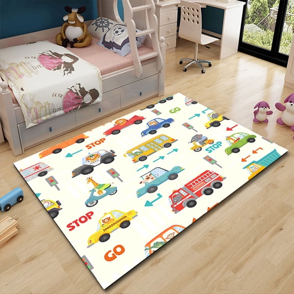 Kids Carpet Playmat Rug, Fun City Map With Cars Trucks For Track Racing And Imaginative Play, Floor Mat For Toddler Boys Girls Bedroom Playroom