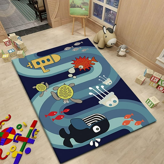 Kids Carpet Playmat Rug For Toddler Boys, Fun City Map Design For Track Racing And Toys, 60X90Cm Non-Slip Child Safe Floor Mat For Playrooms Bedrooms And More