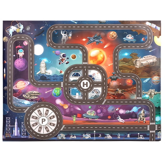 Kids Carpet Playmat Universe,Space PVC Playmat Size39.3X51.1in/100x130CM Kids Rug Game Area Rug Carpet & Educational Learning Gift for Kids and Children Bedrooms and Playroom