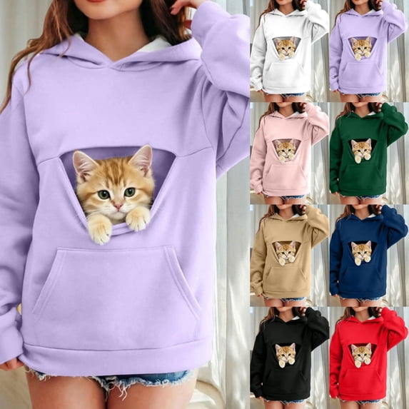 Kids Carry Pounch Hoodies for Small Dogs and Cats Boys Girls Solid Pet Carrier Hoodie with Hidden Pouch Kangaroo Pocket Casual Pullover Top 3-4 Years