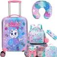 thumbnail image 1 of Kids Carry on Luggage Sets Rolling Pink Suitcases with Wheels with Travel Pillow Backpack Lunch Box 5 In 1 for Toddlers Travel, 1 of 7