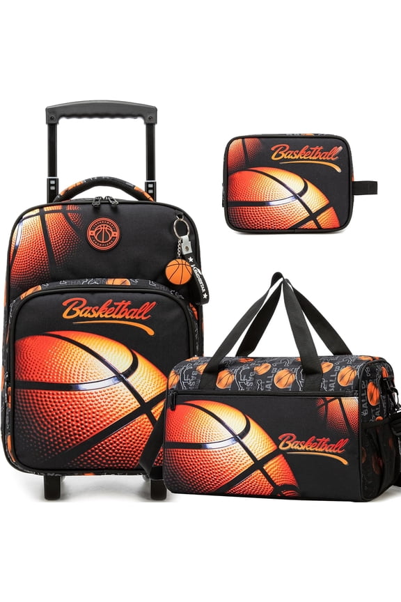 Kids Carry on Luggage Sets Rolling Suitcases with Wheels for Boys Suitcase with Duffle Bag Lunch Box Airline Approved