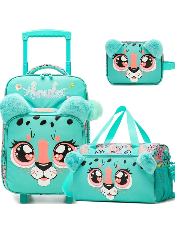 Kids Luggage Sets 3-Piece Set Suitcases with Wheels for Girls Travel Suitcase with Duffle Bag for Ages 6-12