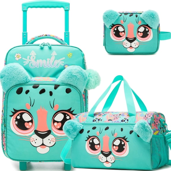 Kids Luggage Sets 3-Piece Set Suitcases with Wheels for Girls Travel Suitcase with Duffle Bag for Ages 6-12
