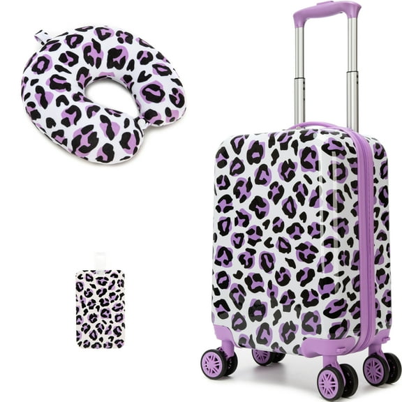 Kids Carry on Luggage Sets for Girls Women Rolling Small Suitcases with Wheels Hardshell Suitcase with Travel Pillow 16 Inch