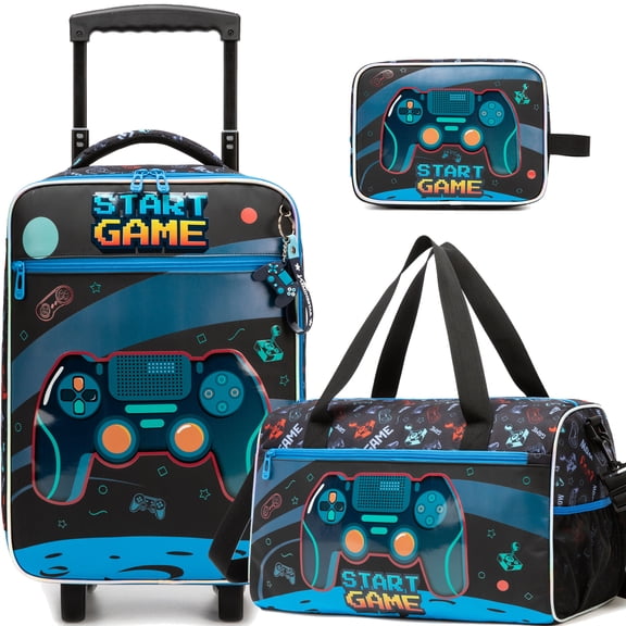 Kids Carry on Luggage Sets with Wheels 3-Piece Set Rolling Suitcases for Boys Suitcase with Duffle Bag Airline Approved