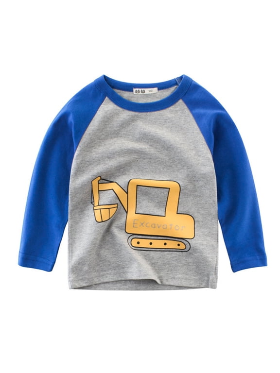 Kids Cars Print Raglan T Shirt Long Sleeve Crewneck Top Spring Fall Graphic Tee for Boys