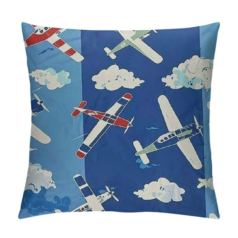 Kids Cartoon Aircraft Reversible Throw Pillow Covers Inch Airplane