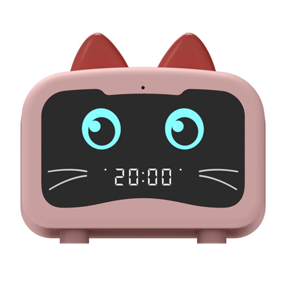 Kids Cartoon Cat Shape Alarm Clock Bluetooth Speaker LED Table Clock