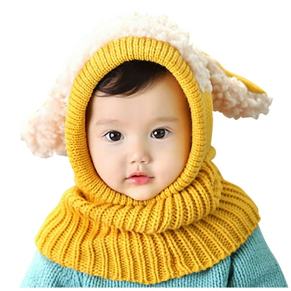 Kids Cartoon Ears Winter Hat Scar Scarf Sets Cut Baby Toddler Lined Hat Earflap Hood Scarves for Toddlers Baby Girls and Boys