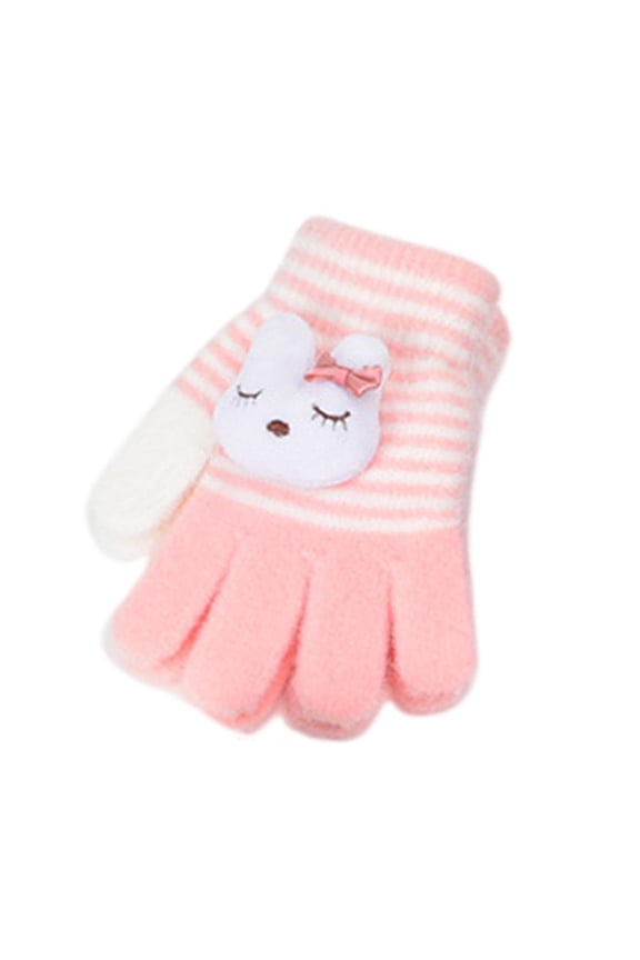 Kids Cartoon Flip Gloves Winter Thick Warm Boy Girl Half Finger Mittens Outdoor Windproof Children Writing Five Finger Gloves