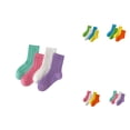 thumbnail image 1 of Kids Cartoon Floor Socks, 4-Pair Thin Breathable Summer Autumn Crew Socks with Ribbed Cuffs, Mid-Calf Solid Cotton Mesh Knit Casual Kids Socks, 1 of 4