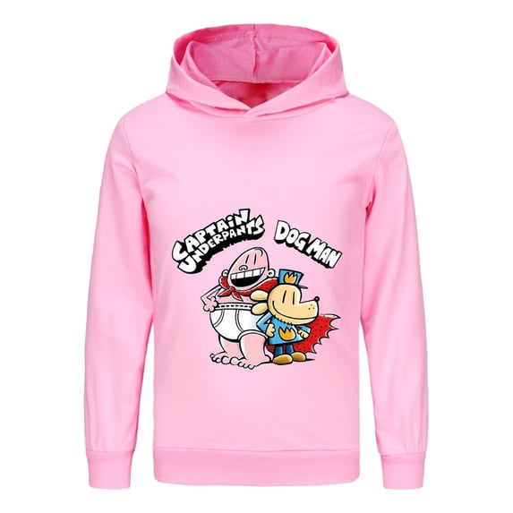 Kids Cartoon Hoodie Featuring Captain Underpants and Dog Man – Long Sleeve Pullover Sweatshirt for Boys and Girls – Soft Cotton Blend Hooded Top for Casual Wear or School