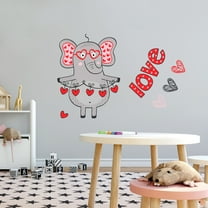 Kids Cartoon Love Happy Elephant Wall Sticker-Home Art Interior Decoration Any Room Nursery Mural Waterproof Vinyl Decal- Size : 20" x 14"