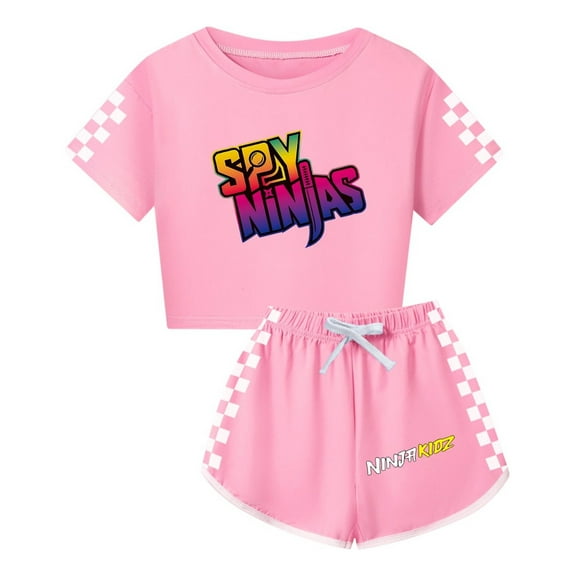 Kids Cartoon Outfit for Girls – Ninja Kidz Inspired Top and Shorts – Summer Clothing Set