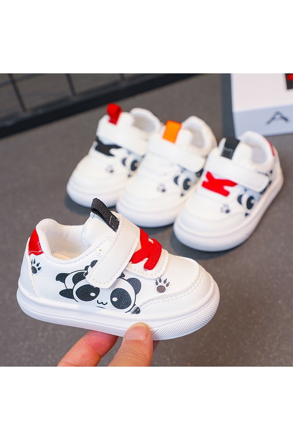Kids Cartoon Panda Sneakers Baby Comfortable Flats Walking Shoes Fashion Trend Solid Color Shoes Slip Resistant Sports Shoes