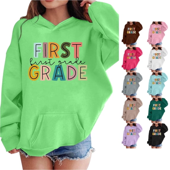 Kids Cartoon Print Hoodie Long Sleeve Pocket Fleece Pullover For Boys Girls