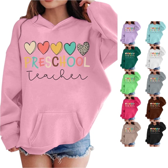 Kids Cartoon Print Hoodie Long Sleeve Pocket Fleece Pullover For Boys Girls